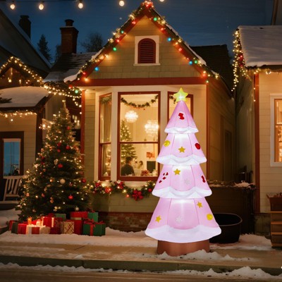 Angel Sar 7.2FT Pink Inflatable Christmas Tree with RGB Lights, Unique Blow Up Yard Decoration, LED Outdoor Indoor Holiday Decor