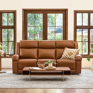 Spruce & Spring Genuine leather Reclining Sofa with Multi-Function Console - 1 of 4
