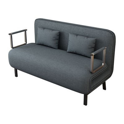 NicBex 3 Folding Sofa Beds Velvet Couch Convertible Chair to Bed with Adjustable Backrest and 2 Pillows
