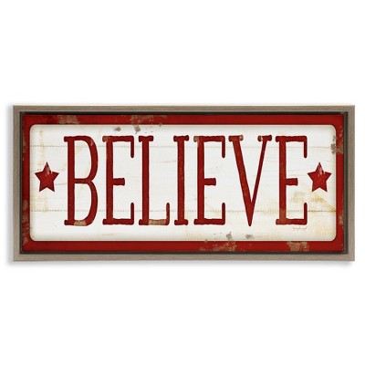 Stupell Industries Believe Red Christmas Phrase, 25" x 11"