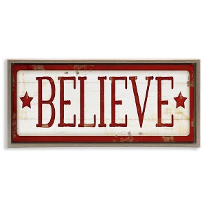 Stupell Industries Believe Red Christmas Phrase, 25" x 11" - 1 of 4