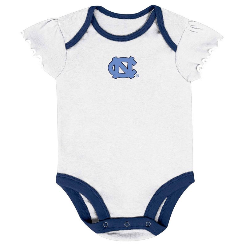 NCAA North Carolina Tar Heels Infant Girls&#39; 3pk Bodysuit Set, 3 of 5