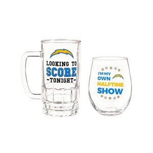 Evergreen Los Angeles Chargers, Stemless 17OZ Wine & Beer 16 OZ Gift Set - 1 of 4
