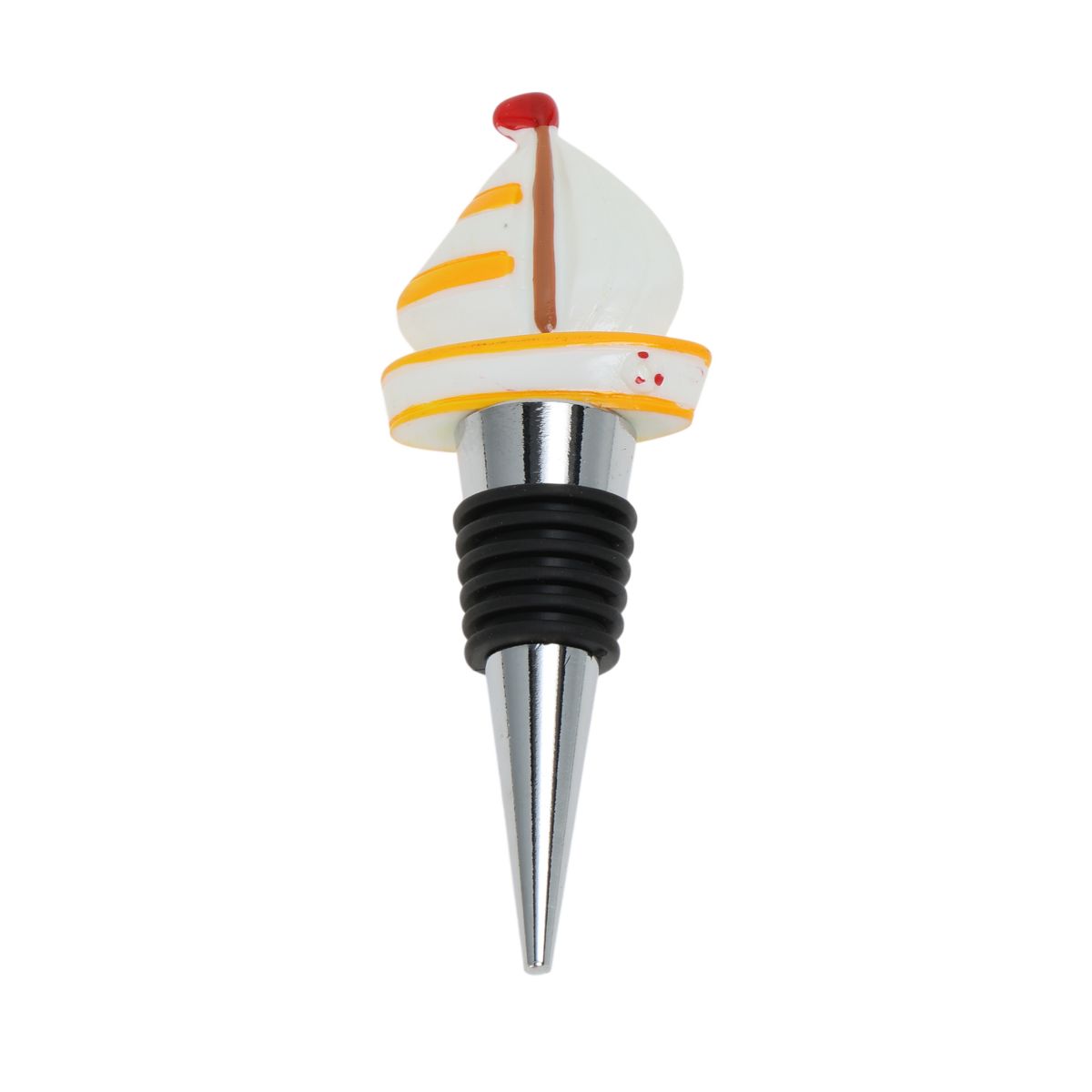 Unique Bargains Small Red Flag with Yellow Stripe Stopper Aluminum Alloy TPE Yellow Silver Tone Black 4.06"x1.34"x0.79" 1 Pc