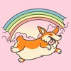 Girl's Lost Gods Cloudy Rainbow Corgi T-Shirt - 2 of 3