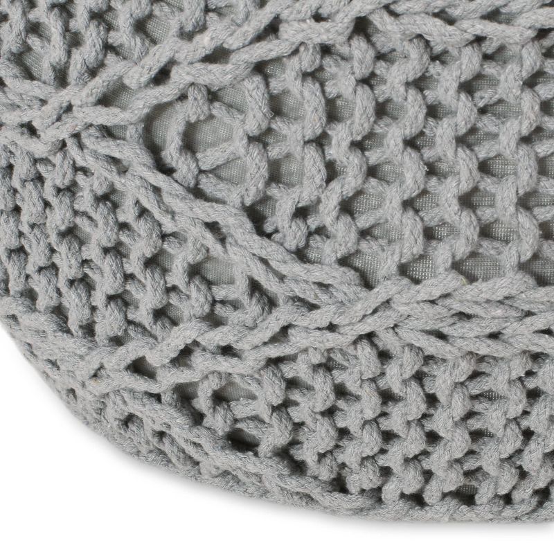 Morven Modern Knitted Cotton Round Pouf - Christopher Knight Home, 5 of 12