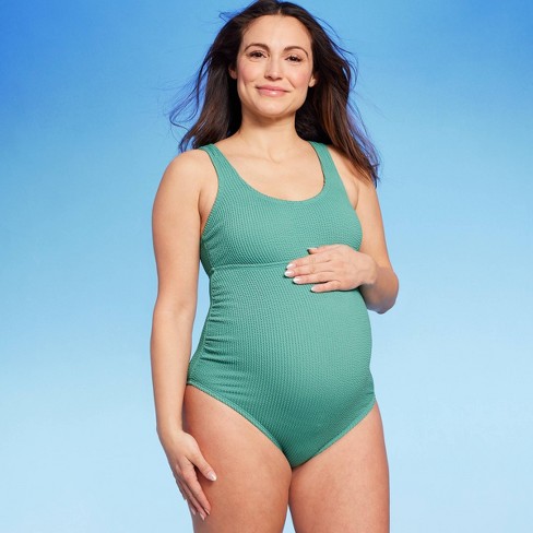 Women's Full Coverage Tummy Control High Neck Halter One Piece Swimsuit -  Kona Sol™ Teal Green L