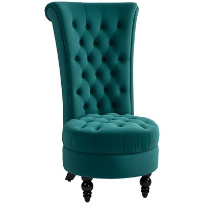 Retro High Back Armless Accent Chair, Fabric Upholstered Tufted Chair for Living Room, Dining Room and Bedroom