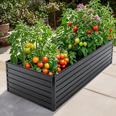 Grungis Metal Raised Planters for Outdoor Plants,Reinforced Galvanized Rustproof Planter Boxes for Vegetables,Flowers
