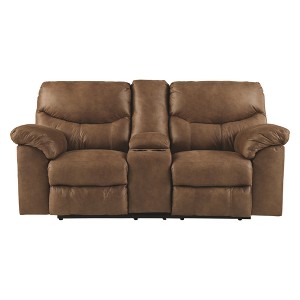 Boxberg Double Reclining Loveseat With Console Bark Brown - Signature Design by Ashley, Brown Brown