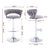 NicBex Swivel Velvet Bar Stools Set of 2,Adjustable Counter Height Bar Stools,Bar Chairs with Chrome Footrest and Base,Barstools for Cafe,Bar - 3 of 4