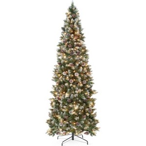 Pre-Lit Pencil Christmas Tree,Artificial Christmas Tree, Frosted Xmas Tree with Stand, Holiday Decoration - 1 of 4