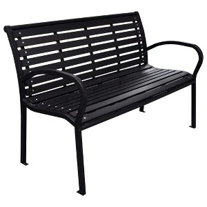 vidaXL Garden Bench Black WPC (Wood Plastic Composite), Steel 116 cm wide - 1 of 4
