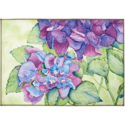 Olivia’s Home Blue Hydrangea Bush Doormat – 22" x 32" Indoor Accent Rug with Botanical Floral Art