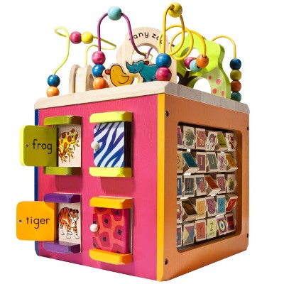 wooden activity cube for toddlers