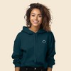 Dalix Smile Face Embroidered Fleece Cropped Hoodie Cold Fall Winter Women - 3 of 4