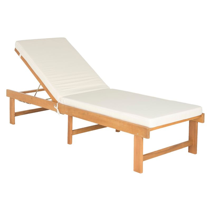 Barcares Wood Patio Chaise - Safavieh, 1 of 5