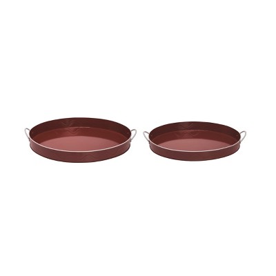 Transpac Metal 22 in. Brown 4th of July Patriotic Embossed Serving Trays Set of 2