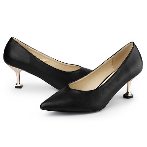 Allegra K Women's Pointed Toe Low Kitten Heel Dress Pumps - 1 of 4