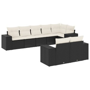 vidaXL Garden Sofa Set Black PE rattan Large UV-resistant materials - 1 of 4