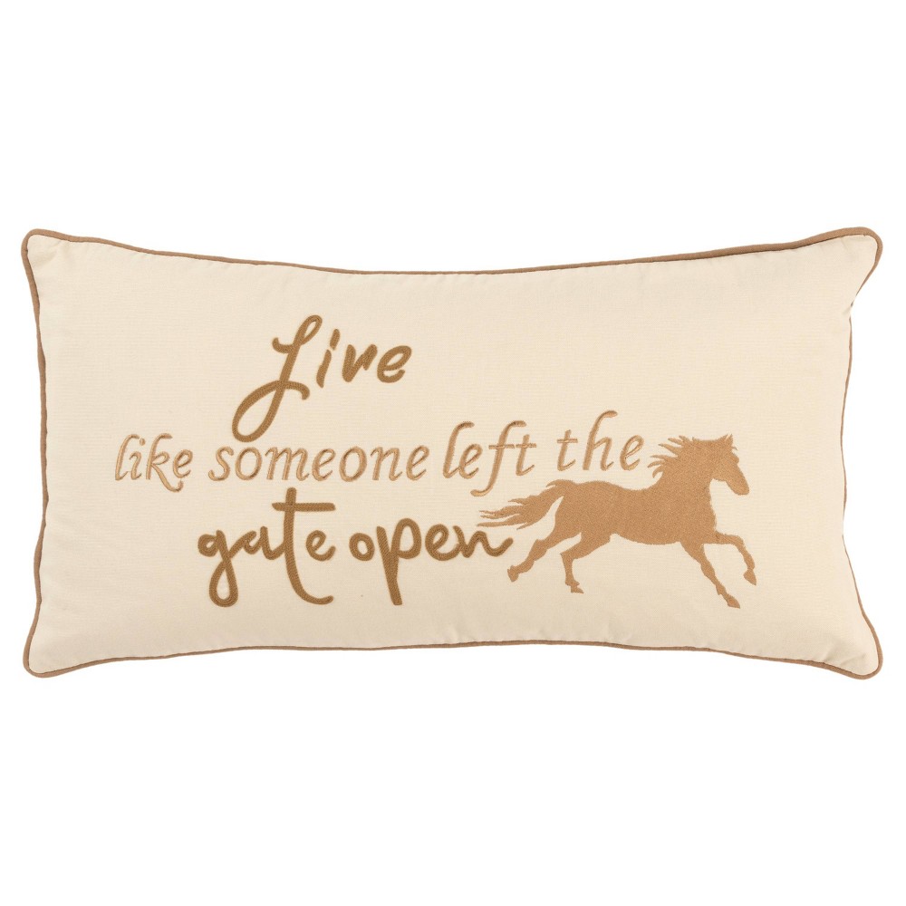 Photos - Pillowcase 14"x26" Oversized 'Live like someone…' Lumbar Throw Pillow Cover Ivory - R