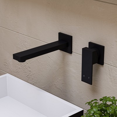 ALFI Black Matte Single Lever Wallmount Bathroom Faucet