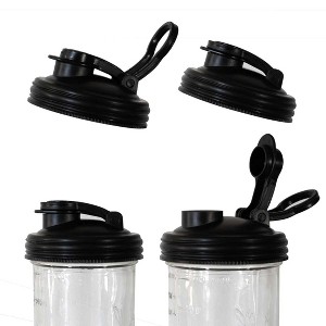 reCAP Mason Jar Pour Lid with Foldout Carry Loop | Wide Mouth | Black | Leak-Proof Seal | 4-Pack | USA Made | Jar Not Included - 1 of 1