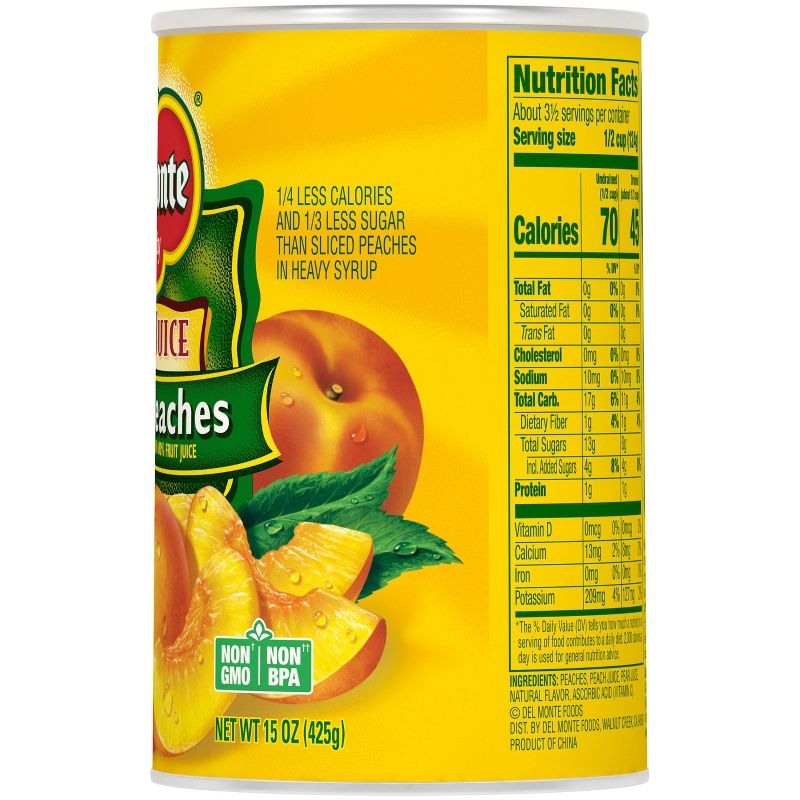 Del Monte Yellow Cling Peach Slices in 100% Real Fruit Juice 15oz, 3 of 6