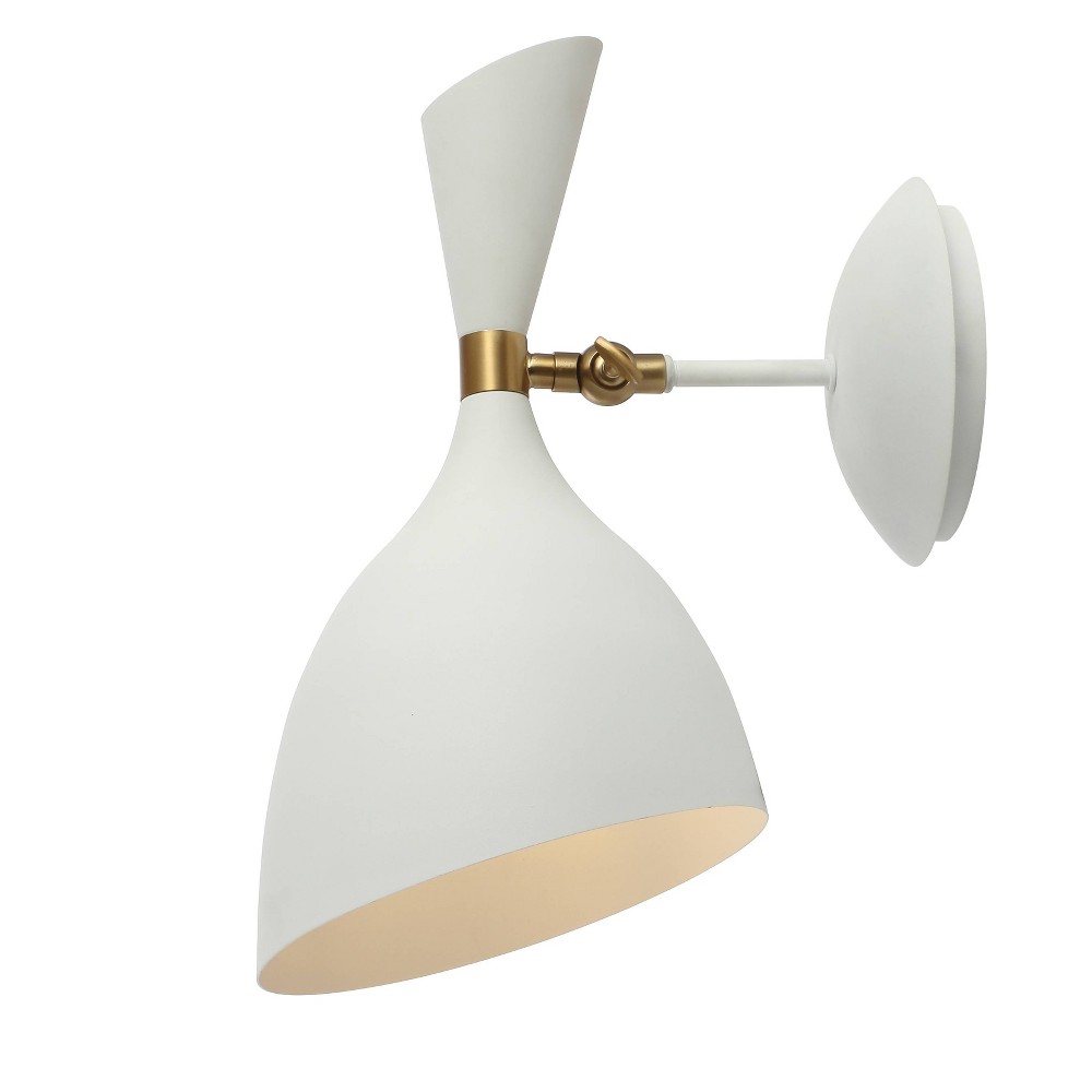 7" Iron Josef Retro LED Wall Sconce White - Jonathan Y: Traditional Wrought Iron, Hardwired, E12 Base, 40W Max