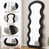 Angel Sar Wavy Full Length Floor Mirror, 63x24 In with Stand, Plush Flannel Fabric Frame, Shatter Resistant, For Bedroom Living Room Entryway, Black - 2 of 4