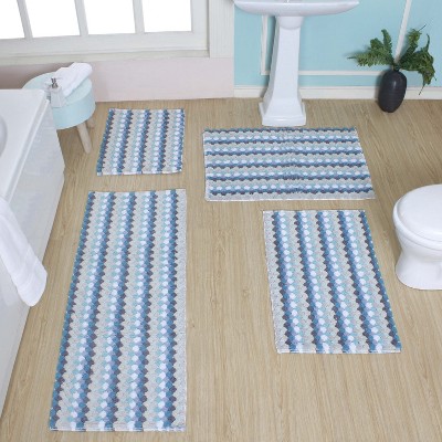 Home Weavers Orion Collection 100% Cotton Bathroom Rug, Non Slip Bath Mat Water Absorbent Soft Shaggy Mat Machine Washable