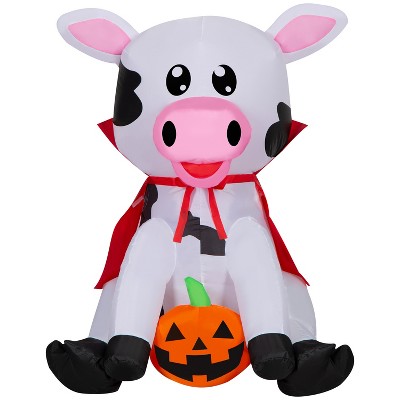 Gemmy Airblown Inflatable Halloween Baby Cow, 3 ft Tall, Multi