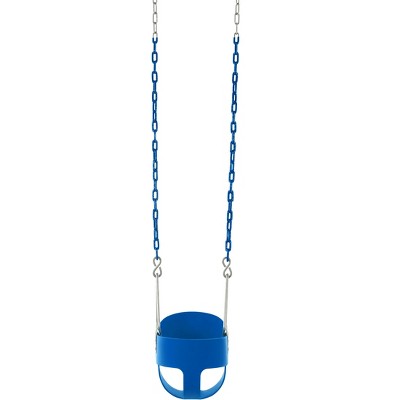 Blue Full Bucket Toddler Swing with Coated Chains