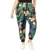 Agnes Orinda Women's Plus Size Adjustable Elastic Waist Tropical Pockets Harem Jogger Pants - 2 of 4