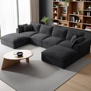 Merax Fully Compressed U-Shaped Modular Sectional Sofa with Ottomans - 1 of 4