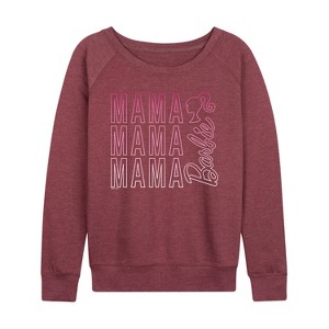 Women's - Barbie - Barbie Mama Lightweight French Terry Wide Neck Long Sleeve Shirt - 1 of 4