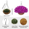 Artificial Geraniums Flowers with Brown Basket Set of 2, Artificial Hanging Flowers Plant, 12 Pcs Outdoor Flowers - 2 of 4