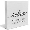Country Lake Wood Box Sign Decor Desk Sign Lake House Relax Quote Wooden Box Block Sign - 3 of 4