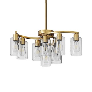 DAKAFUL Modern Chandelier with Iron&Clear Glass Cylinder Shades, 6-Light,Adjustable Height, Stylish Pendant Light for Bedroom, Kitchen, Living Room - 1 of 4