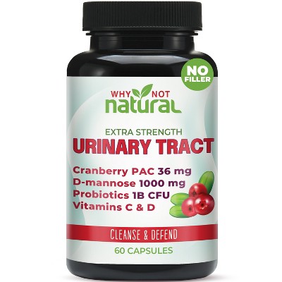 Why Not Natural 5-in-1 UTI Pills with D Mannose, Cranberry PAC Extract, Probiotics and Vitamin C & D - Urinary Health Formula for Women and Men