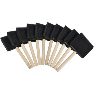 School Smart Wedge Shaped Foam Wood Handle Paint Brush, 3 Inches, pk of 10