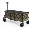 VisioGear Foldable Extended Wagon with 220lbs Weight Capacity, 300L Folding Utility Garden Cart with Drink Holders, Army Green, 53.54"*21.26"*23.62" - 4 of 4