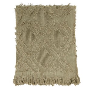 Saro Lifestyle Throw Blanket With Fringe Waffle Weave Design - 1 of 2