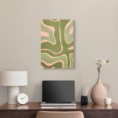 Magdalena Green and Pink Abstract Canvas Wall Art, 24" x 16"