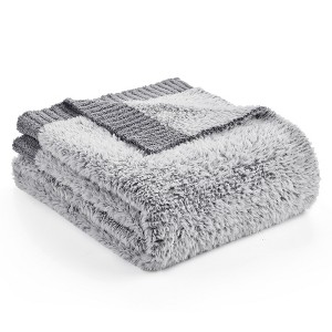 Amelie Home Reversible Plush Knit Throw Blanket - Soft & Cozy Feather Yarn Design - 1 of 4