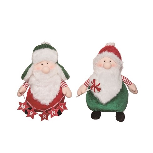 Transpac Plush Alpine Santa Set of 2 Christmas Home Decorations - image 1 of 1