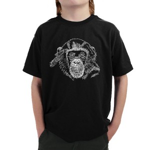 LA Pop Art Boy's Word Art T-shirt - Chimpanzee - 1 of 4