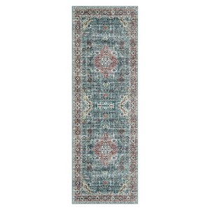 Washable Vintage Printed Rug Non Slip Low Pile Rug Soft Throw Floor Cover Foldable Indoor Carpet for Living Room Bedroom Playroom Nursery - 1 of 4