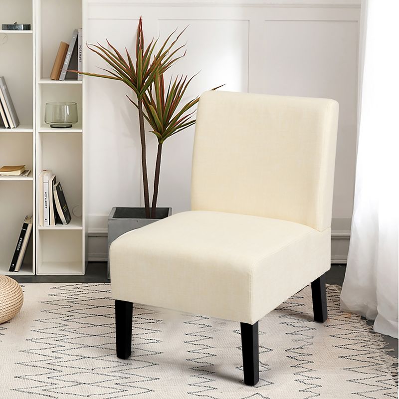 Costway Armless Accent Fabric Leisure Chair w/Rubber Wood Legs Gray\Beige\ Print, 2 of 10