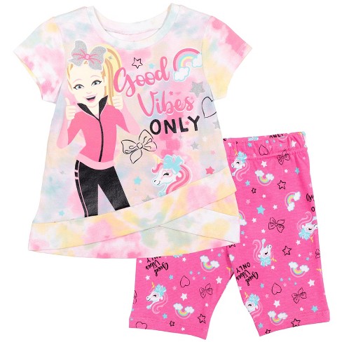 JoJo Siwa Big Girls Crossover Graphic T-Shirt Bike Shorts and Outfit Set  Tie Dye Pink 18-20